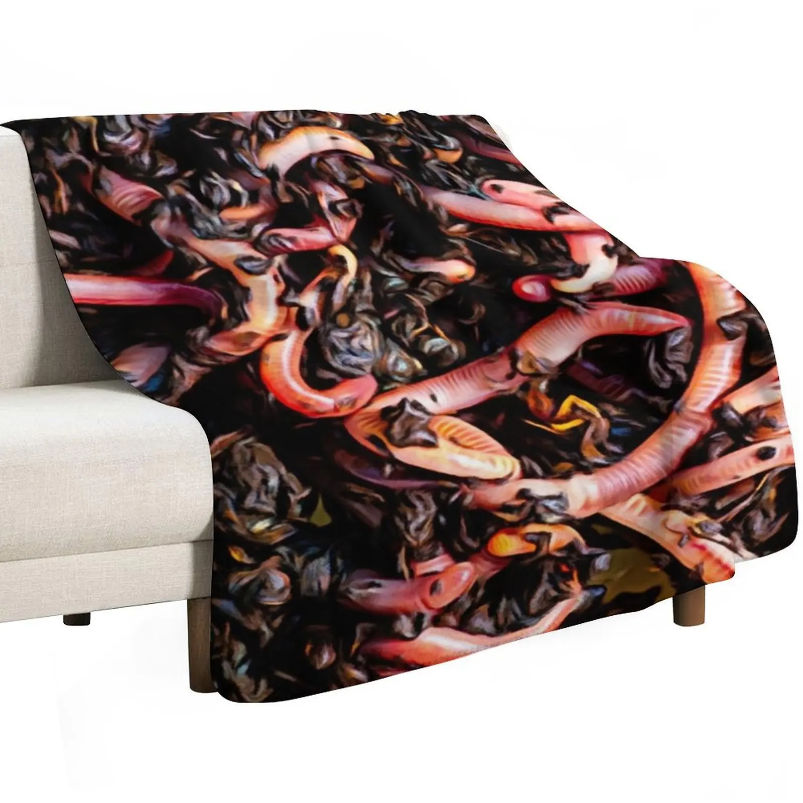 Plump Pink Earthworms in Garden Soil Throw Blanket cosplay anime Cute for sofa blankets and throws Sofa Custom Blankets