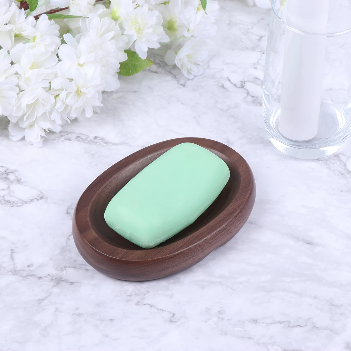 

2pcs Wooden Log Dish Portable Holder Hole Design Easy Clean Soap Tray For Bathroom Kitchen Home Decorative Use Soap