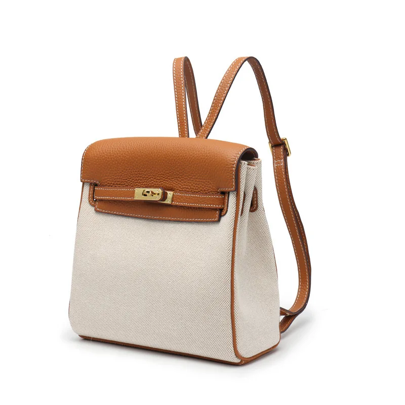 

Bags for Women School Backpack Cute Canvas Cowhide Fashionable Style Leather Women's Bag Student Schoolbag Travel Backpack