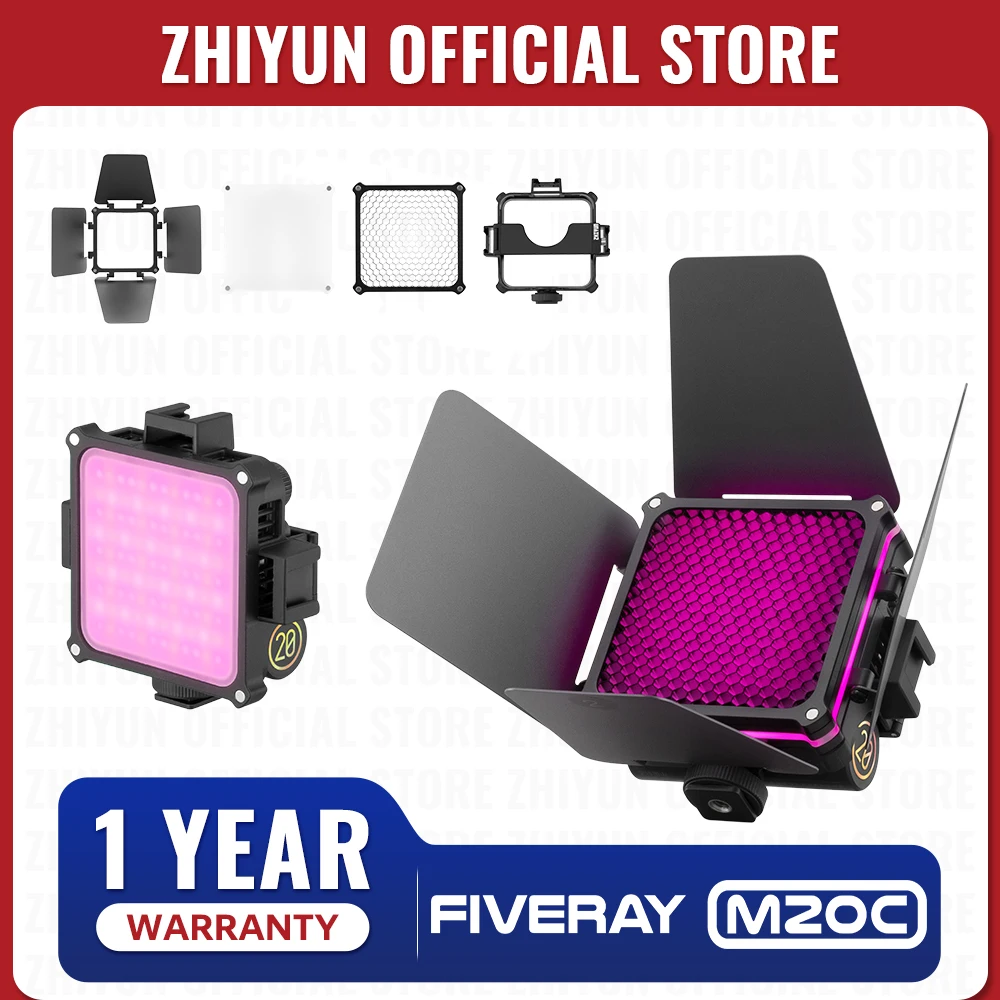 ZHIYUN Official FIVERAY M20C RGB 20W M20 LED Video Light 2500K-10000K Photography Lights Fill Lamp App Control for Photo Studio