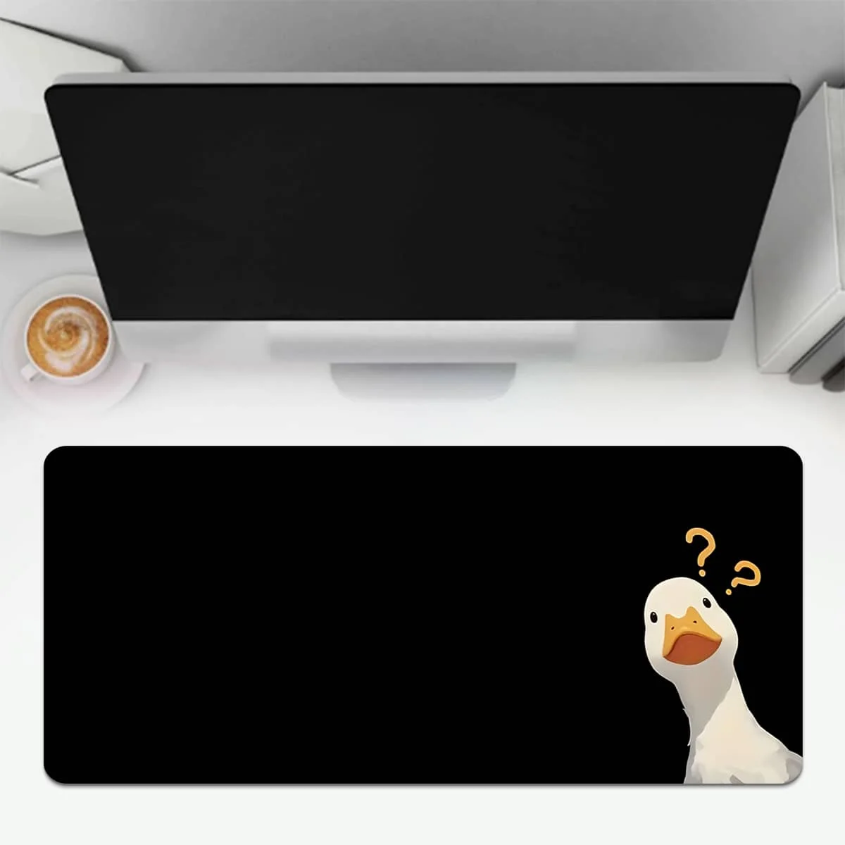 Confused Duck Cartoon Mouse Pad Multi-size Washable Non-Slip Stitched Edge Computer Desk Mat For Office Home, as Perfect Gift