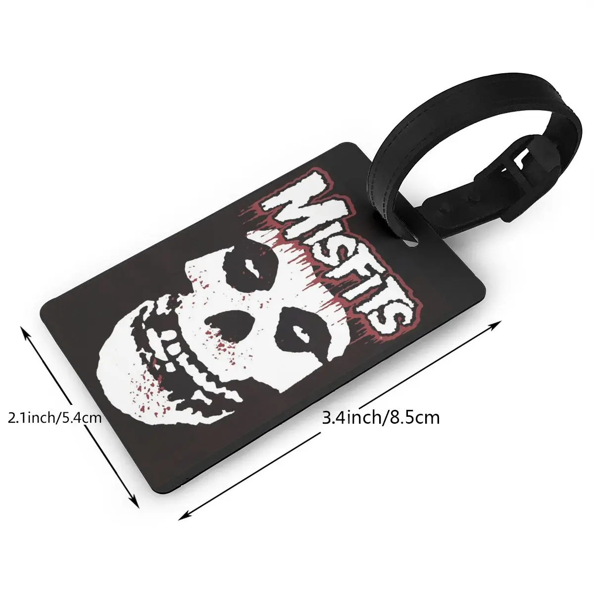 Misfits Label koper tengkorak aksesoris perjalanan PVC bagasi modis Tag Boarding portabel Label pemegang alamat nama ID