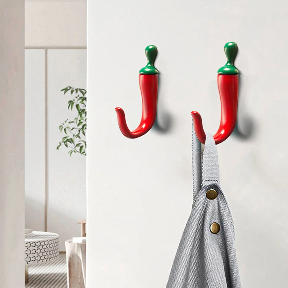 Pfefferförmige Wandhaken, Haken mit lebendigen roten Akzenten, lackierte Oberfläche für Mäntel, Hüte und Handtücher – einfache Wandmontage