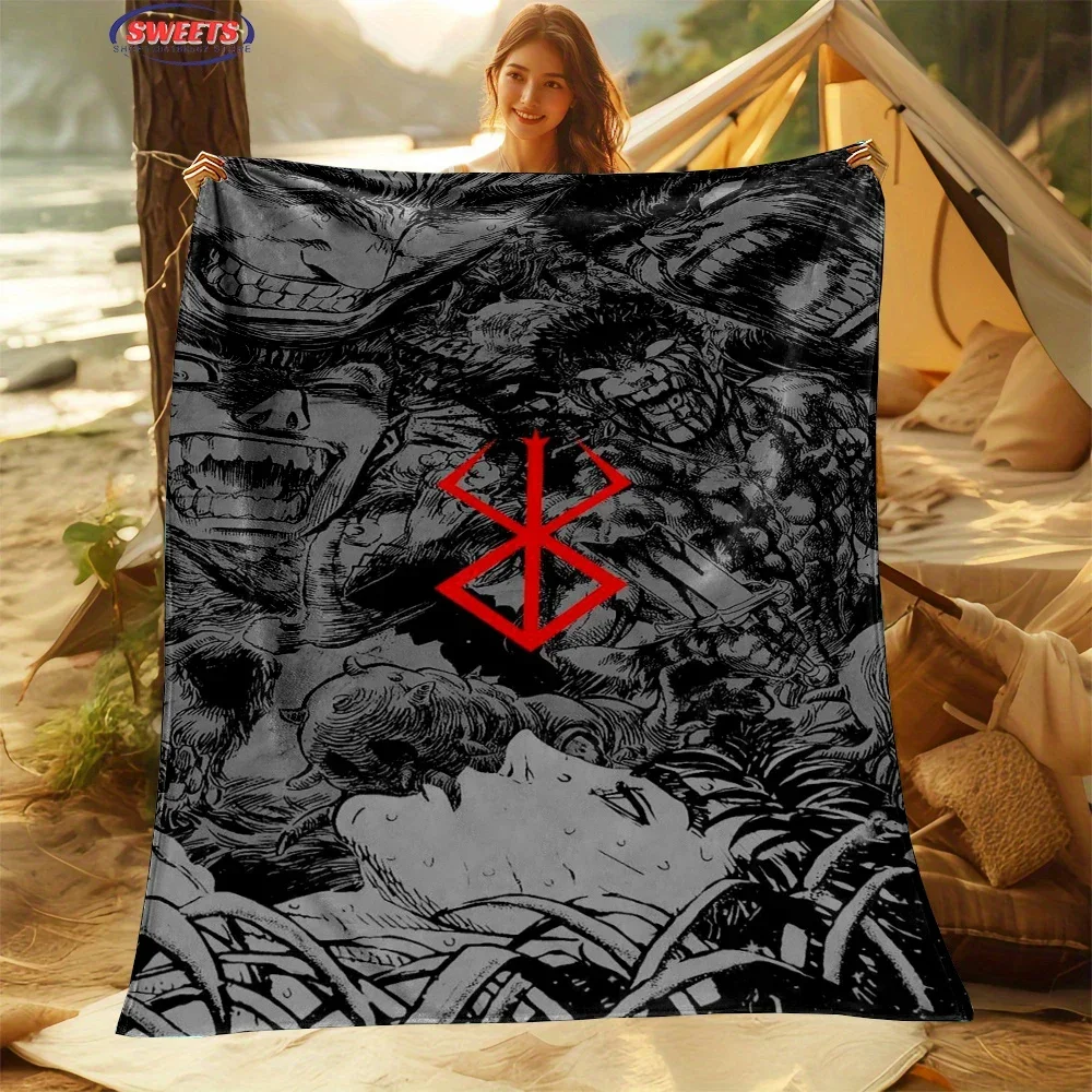 3D Classic B-Berserk Soft Flannel Blanket for Bed Bedroom Sofa Picnic,Warm Throw Blanket for Cover Outdoor Leisure Nap Trip Gift