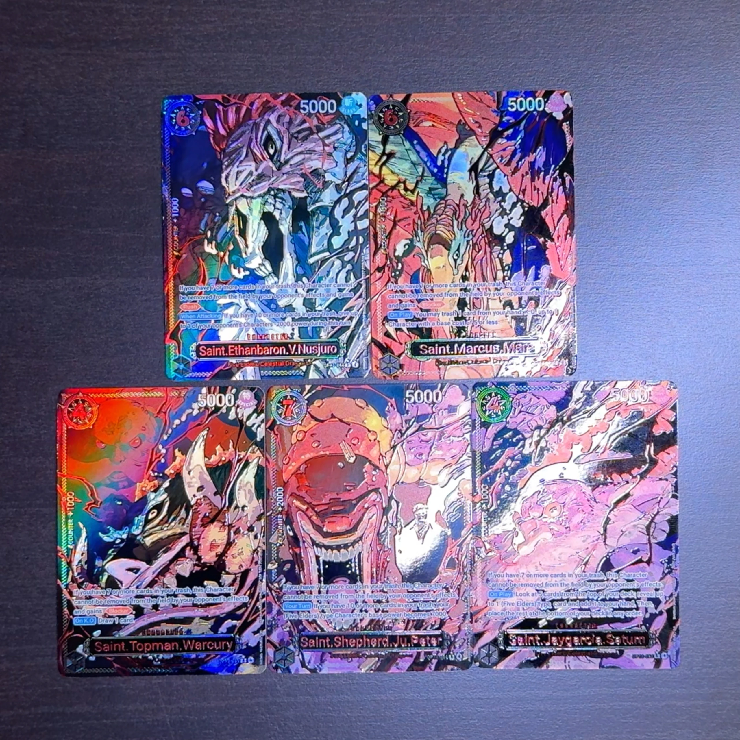 Tarjeta de personaje en inglés TCG OPCG de una pieza OP13 5 Siant Nusjuro Saturn Ju.Peter Warcury Mars Imu Deck, tarjeta de lámina texturizada