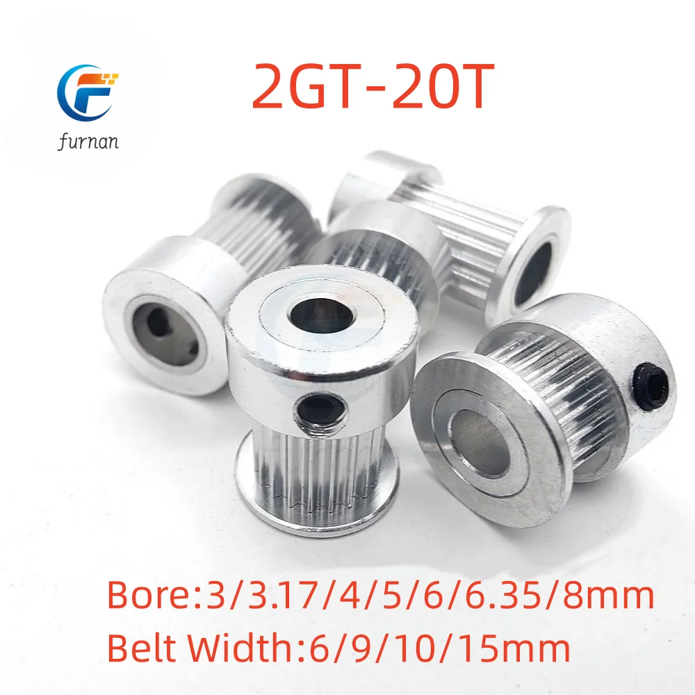 20T 2GT Koło rozrządu Bore3/3.17/4/5/6/6.35/8mm dla szerokości 6/10/15mm GT2 Pasek synchroniczny Drukarka 3D Części CNC Typ K Skok 2mm