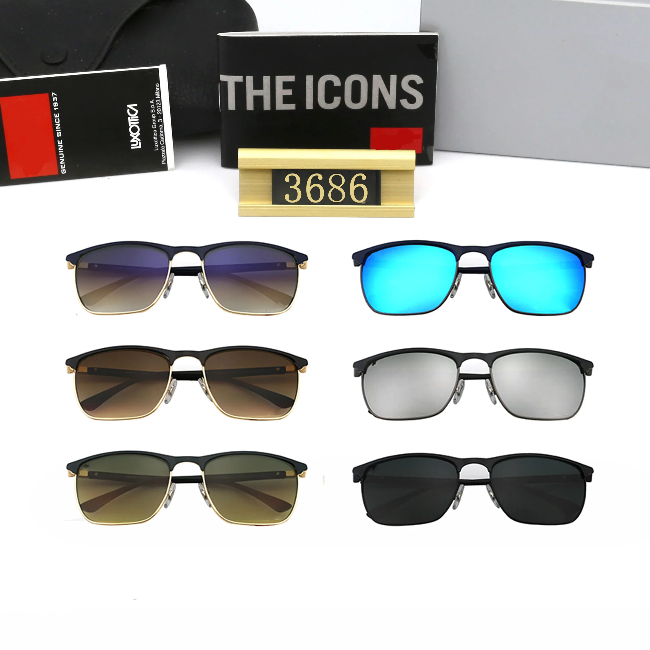 2024 popular RB square half frame fashionable sunglasses with unique design suitable for both men and women, anti glare