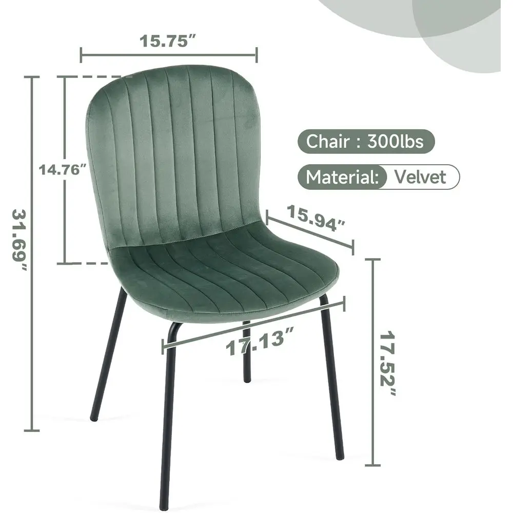 Green Velvet Dining Chairs Set o 4, ern Kitchen Chairs with Metal Legs, Space-Saving Small ArmlChairs or Dining Living Room Apar