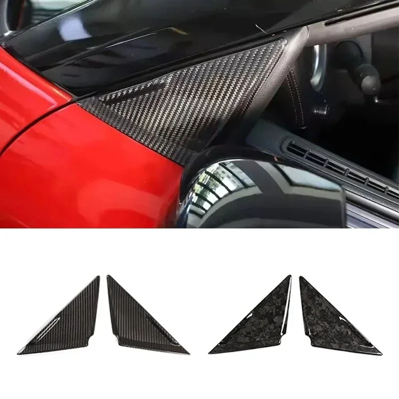For Nissan GTR R35 Real Dry Carbon Fiber Rearview Mirror Housing Cover 08-2016  A-pillar Triangular Sticker Modified Accessories