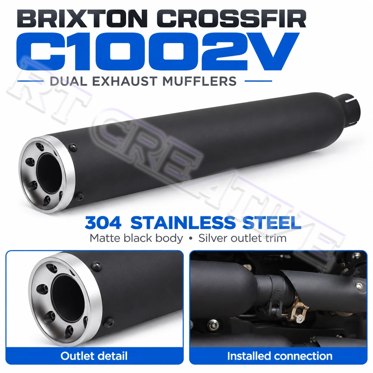Motorcycle Modified Dual Outlet Exhaust Muffler Deep Sound Accessories Fit Brixton Crossfire C1002V C 1002V Parts