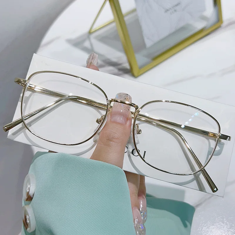 Anti-Blaulicht-Brille, Metallrahmen, flache Brille, modische Freizeitbrille