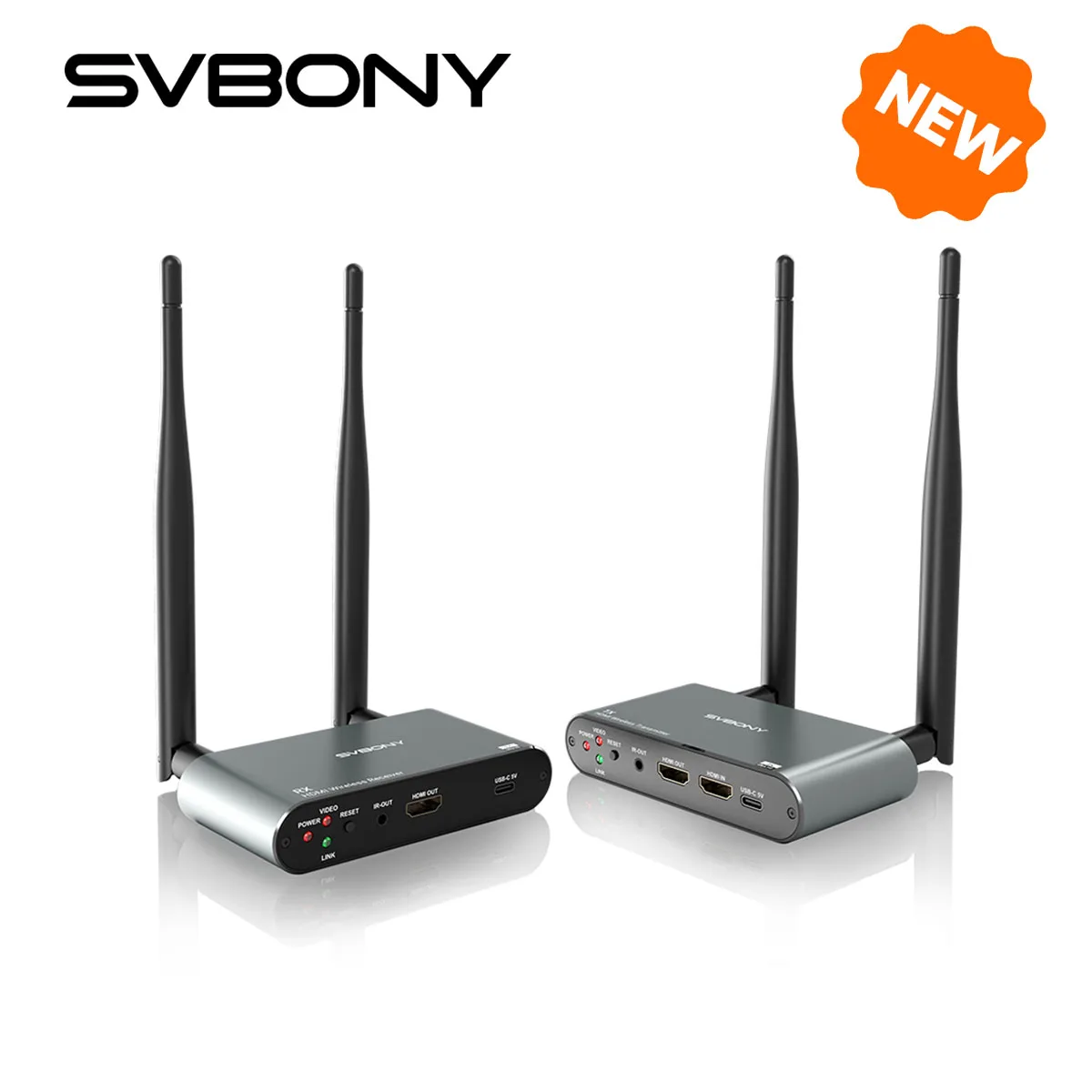 

Svbony TransAir2 4K 30Hz Wireless Extender Kit Loop Out & IR Remote Control for Home Screen Projection 1000ft Range Plug & Play