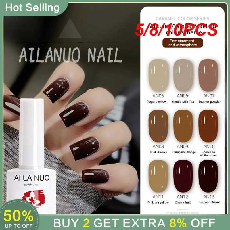 

5/8/10PCS Autumn And Winter Col Nail Polish Safe And Non-toxic Nail Glue Nail Art Maillard Color Series Nail Glue