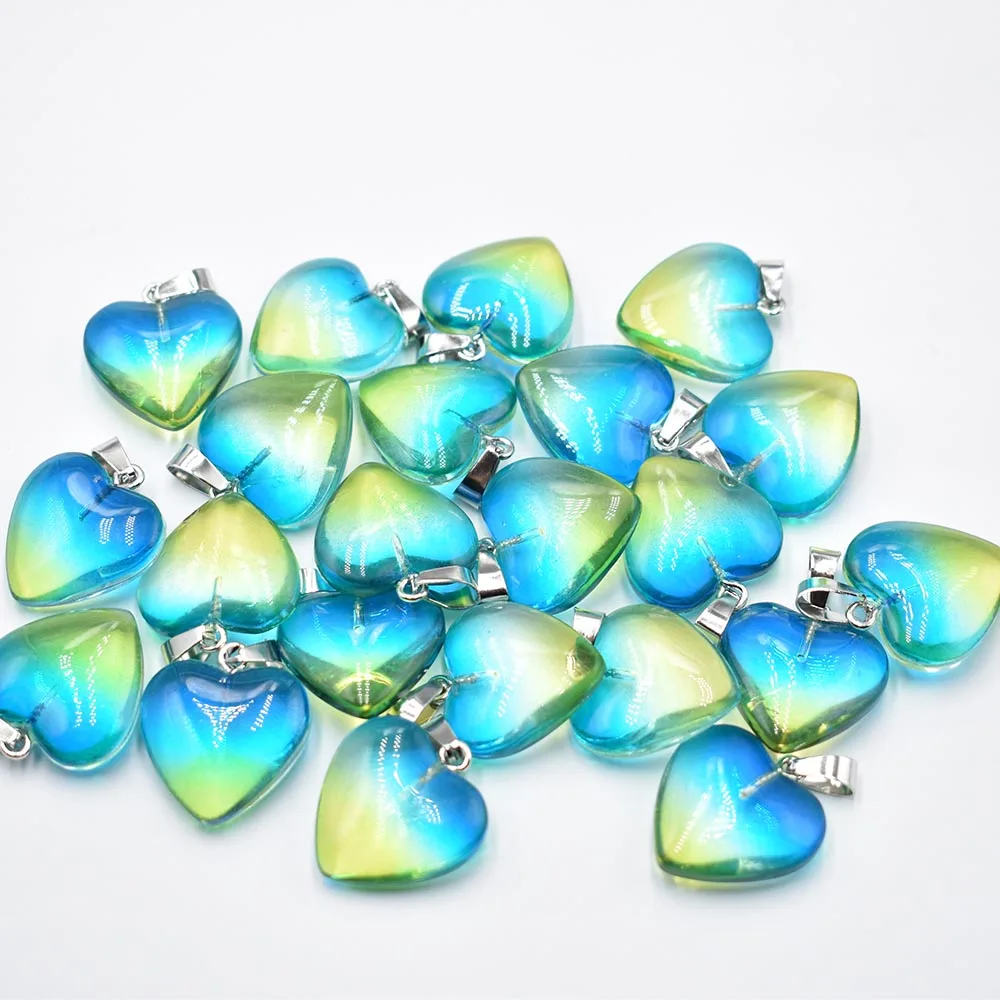 Fashion beautiful 2color glass crystal heart shape pendants 20mm for DIY jewelry making 24 50 100pcs/lot Wholesale Free shipping