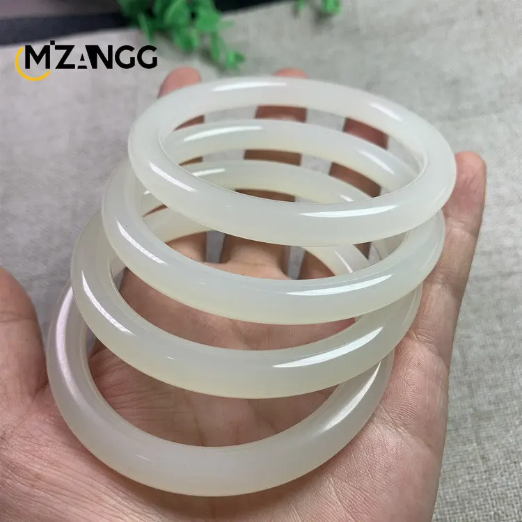 

Natural Chinese Green White Jade Round Bar Bangles Hetian Jade White Jade Bracelet Elegant and Charming Ladies Jewelry Jewelry