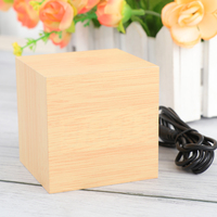 Creative Led Wood Alarm Usb Charging Square Digital Electronic Mute Clock White Light Desk Home Decor Light Yellow Silent Table