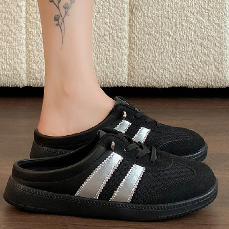 

Women Shoes 2025 Summer New Breathable Mesh Half Drag Shoes Outdoor Comfort Non Slip Women Platform Sandals Casual Beach Shoes