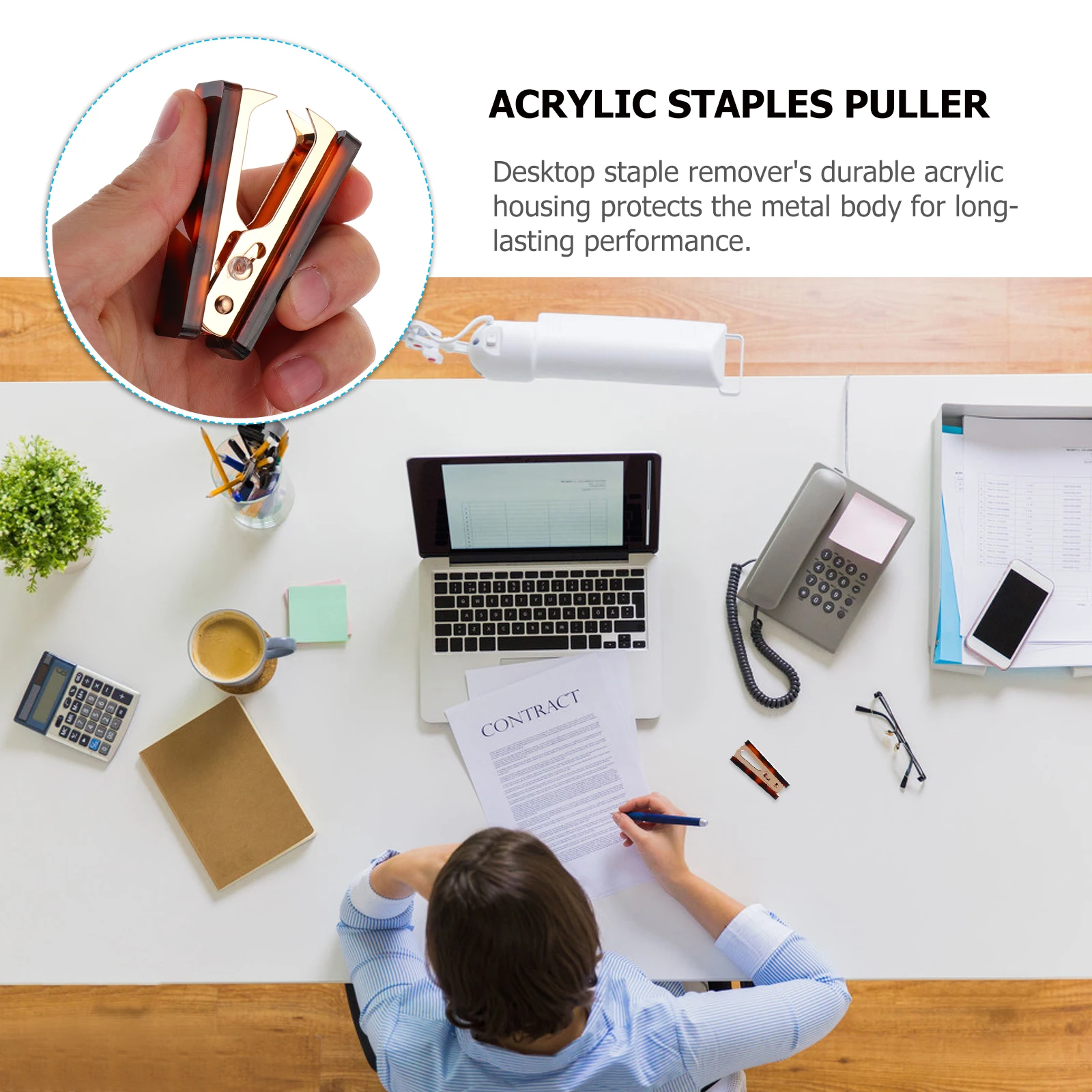 

Acrylic Desktop Staple Remover Easy One-Handed Staples Puller Office Home Acrylic Staples Puller