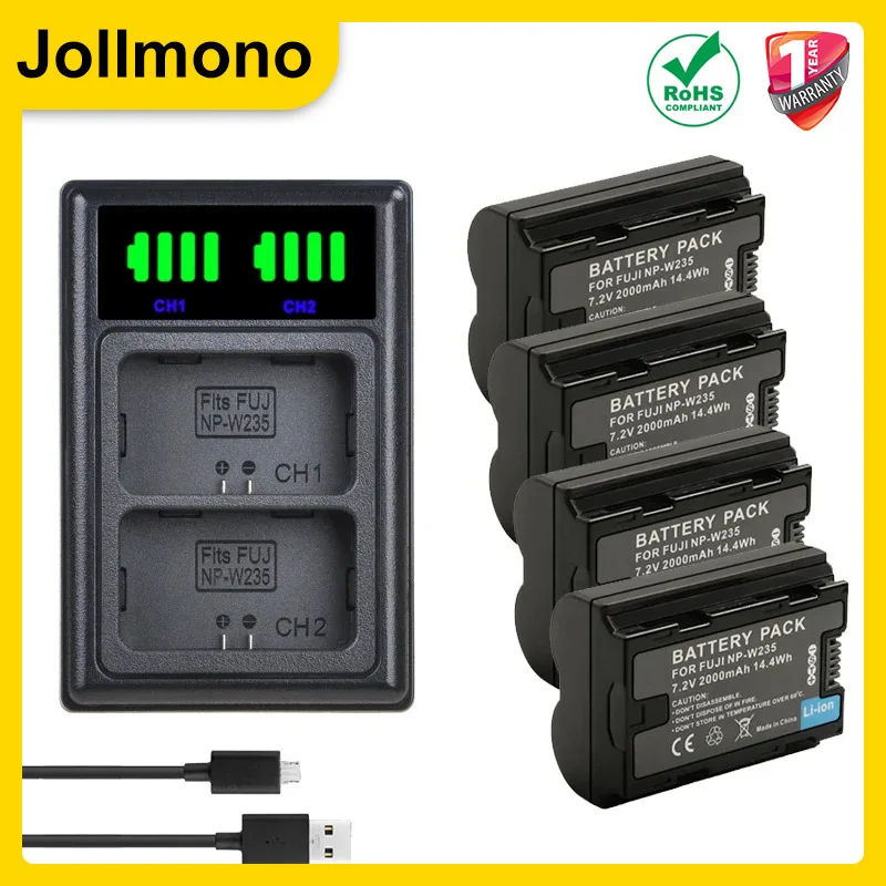 

4 шт., литий-ионные аккумуляторы 2000 мАч с ЖК-дисплеем и USB-портом Type C