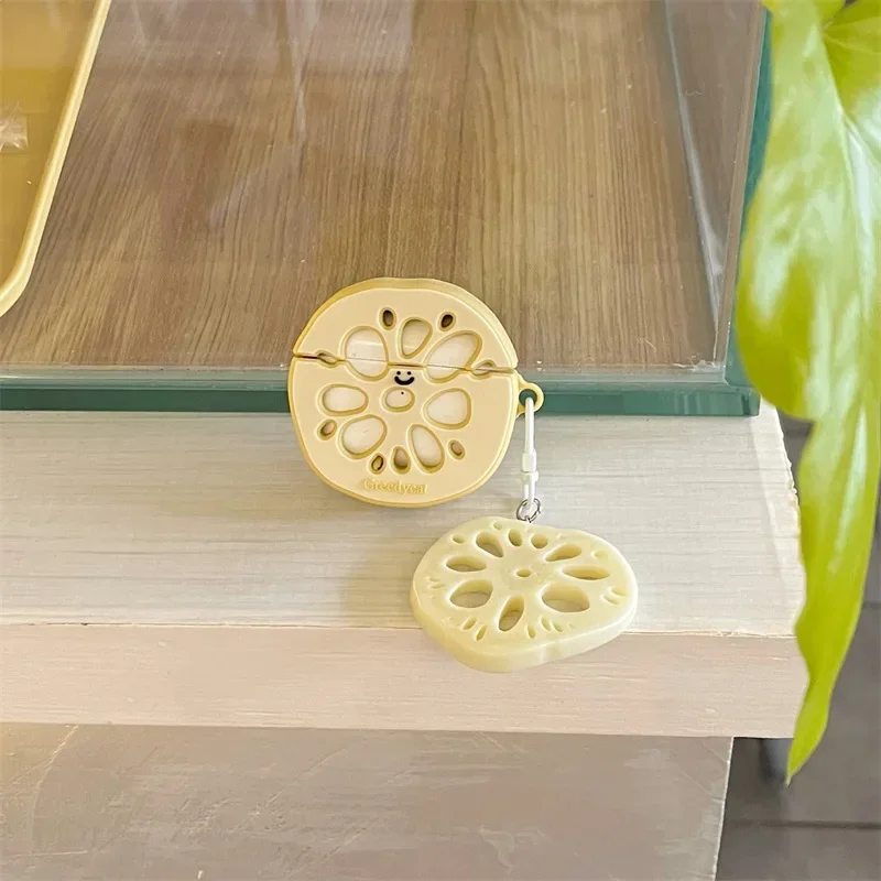 Lotus Root Slice Case for AirPods 4 Airpod 1 2 3 Pro Pro2  Bluetooth Earbuds Charging Box Protective Earphone Case Cover