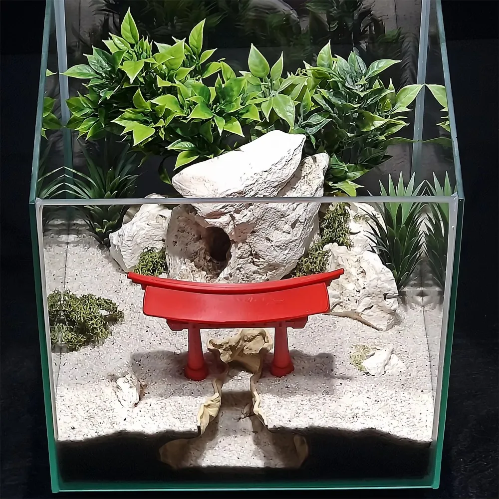 Japanese Torii Gate Aquarium Decoration Fish Tank Cave Rock Tunnel Shrimp Hideout Aquatic Landscape Ornament for Freshwater