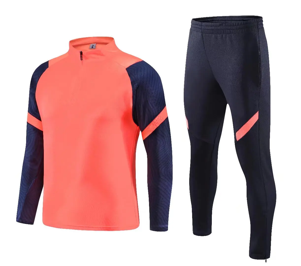 

NEW Men and Kids sports set boy girl orang Fans Half Zipper Jacket Training wear games Jerseys football Kit Tops and trousers