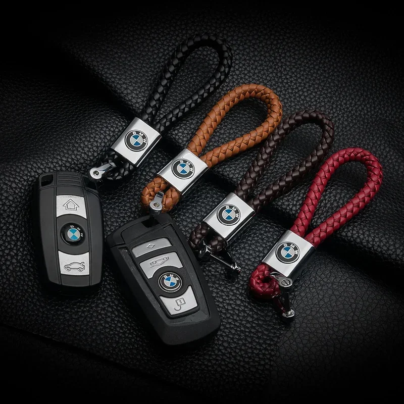 PU Leather Braided Woven Rope Keychain Key Car Trinket Keyring For BMW E36 E46 E53 E90 E60 E61 E93 E87 X1 X3 X5 X6 F30 F20 F10