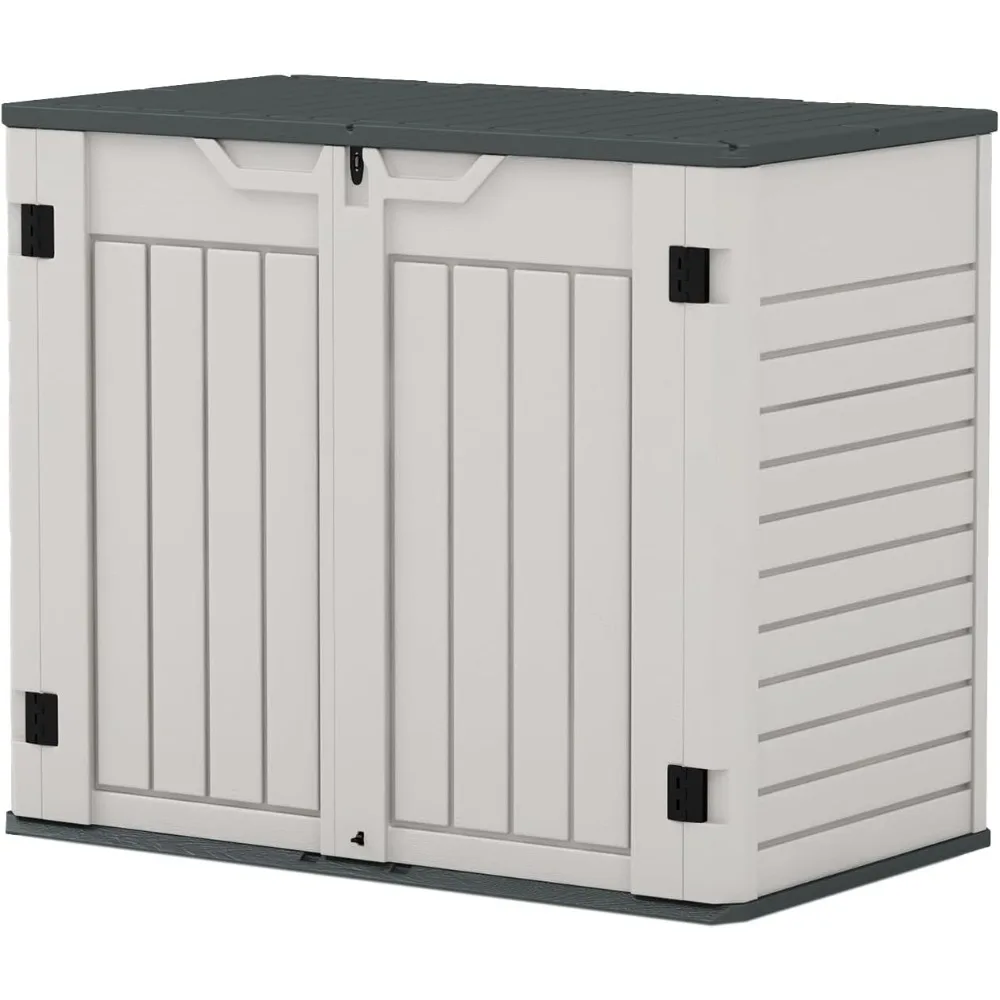

Outdoor Storage Shed - Horizontal Storage Shed for Patio, Garden, Backyards, Multi-Opening Door Easily Storage for Trash Cans,