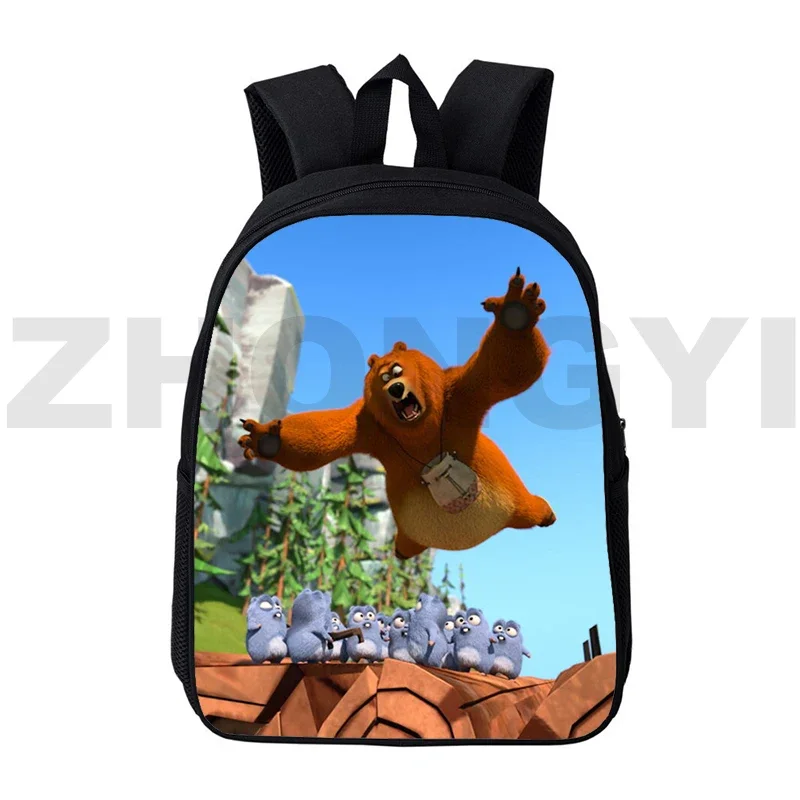 12/16 Inch Grizzy and The Lemmings 3D Backpacks Boys Anime Outdoor Sport School Bags Waterproof Canvas Rucksack Kindergarten