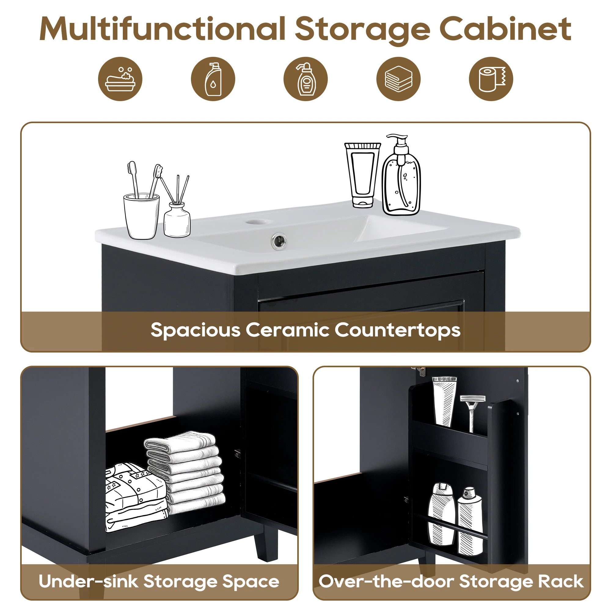 20 Inch Bathroom Sink Cabinet 20*14.5*33.3 Inches,Ample Storage,1 Soft Close Door