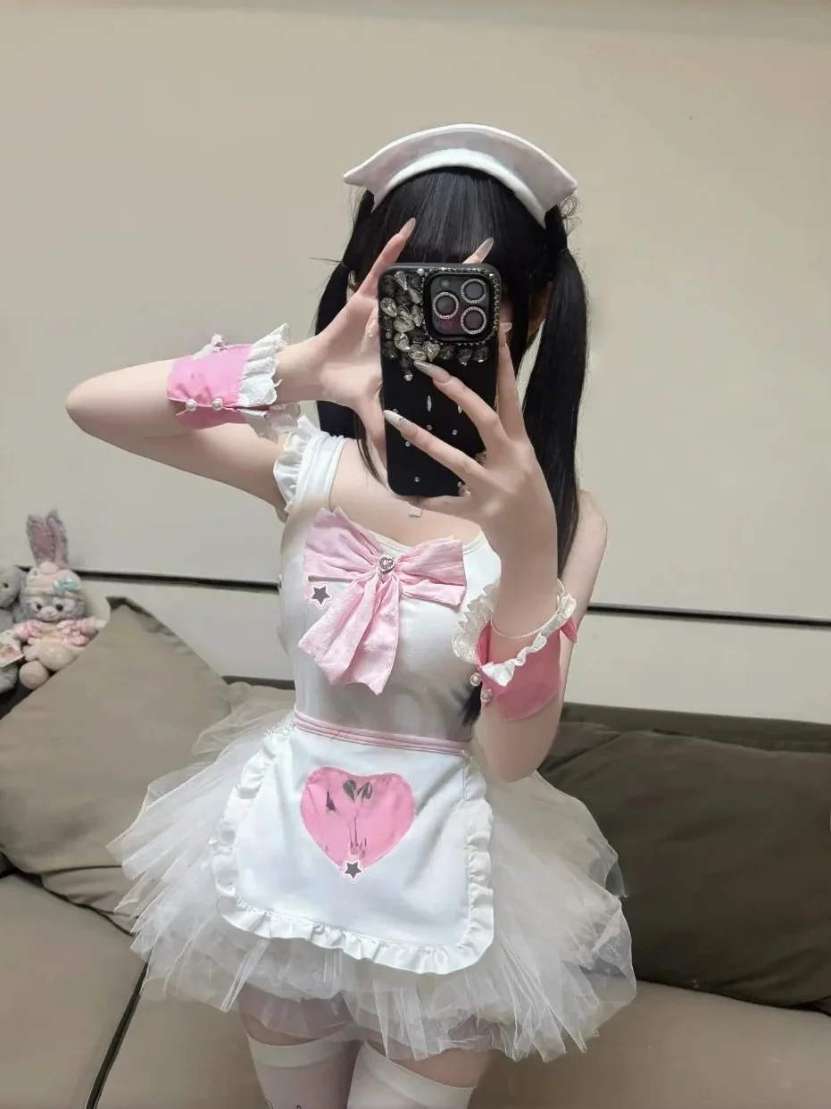 

Розовый комплект медсестринской формы Fufu Sweetheart для женщин: модный комплект с длинными рукавами и узлом, состоящий из двух предметов, зимняя коллекция