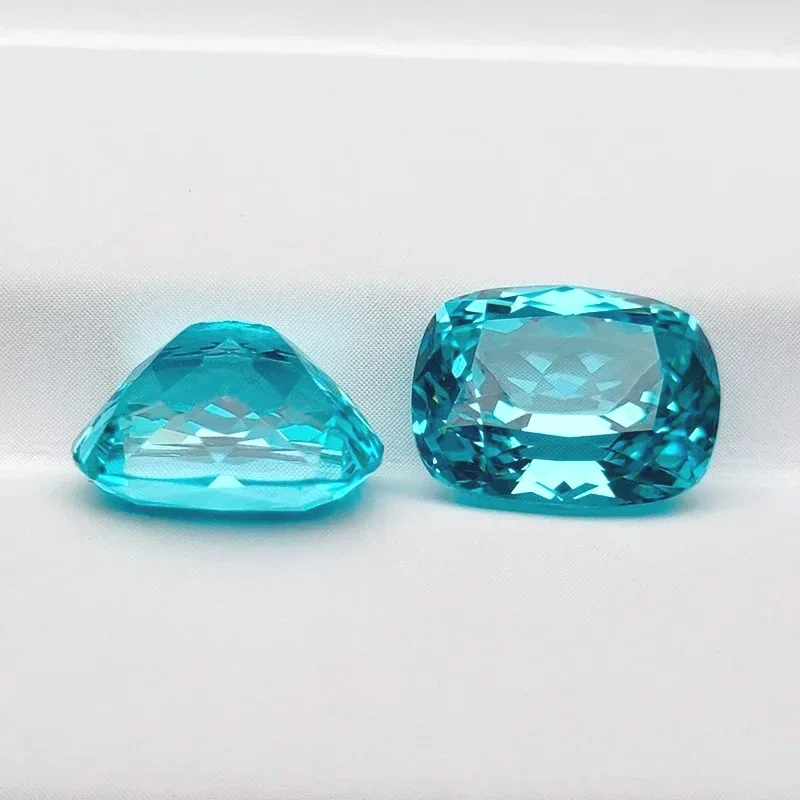 

Lab Paraiba Cushion Cut Sapphire Lab Created Loose Gemstone DIY Jewelry Making Materials Comes AGL Certificate