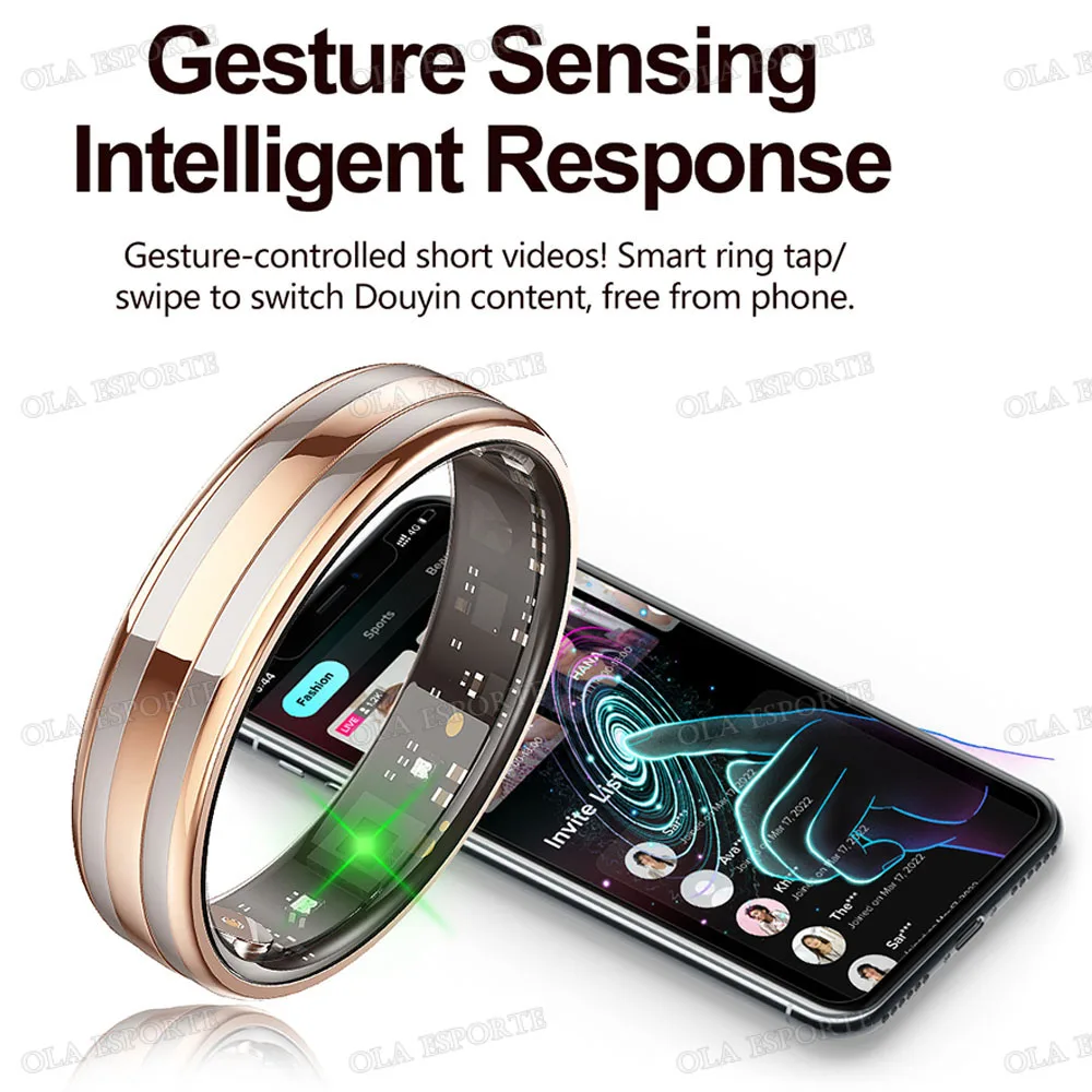 New Smart Ring Heart Rate Stress Temperature Health Monitor Multi-sport Mode Waterproof Gesture Sensing Smartring Men Women Ht23 view 5
