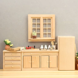 Dollhouse Wooden Vintage Cabinet Sink Drawer Cabinet Mini Cabinet Shelf Legs Cupboard Model Dollhouse Furniture Decor DIY Toys