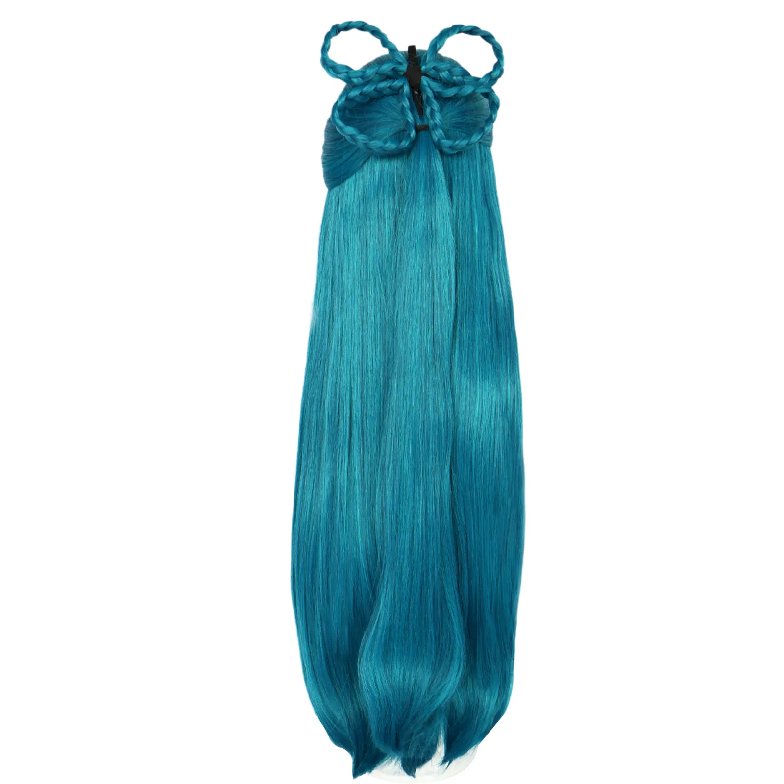 Anime Character Wig Butterfly Braided Hair Headpiece Blue Green Long Hair Bangs RolePlay Halloween Party Accessories Performance