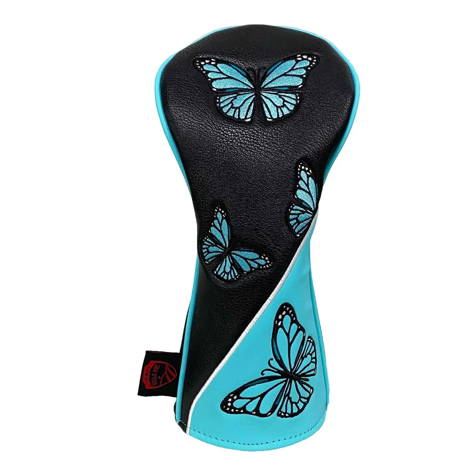 Universal Butterfly Pattern Golf Headcover PU Leather Protective Plush Liner Wear Resistant Club Sleeve for Sports Gift