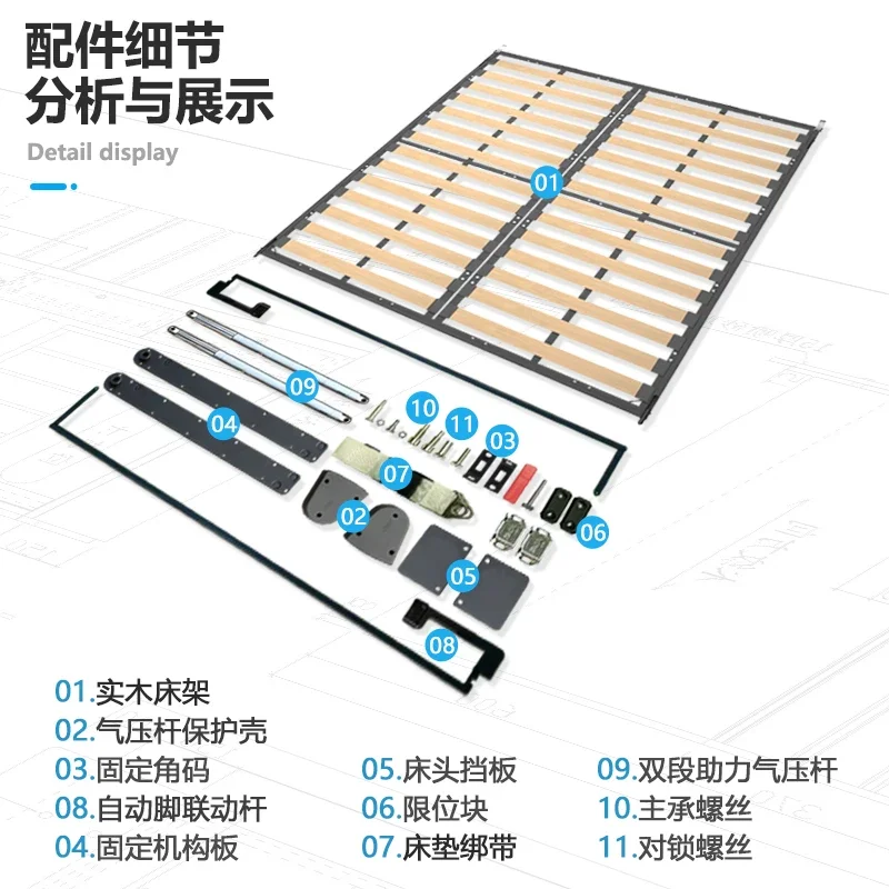Niewidoczne łóżko z litego drewna akcesoria sprzętowe szafa przednia boczna odwróć ukryte łóżko składane