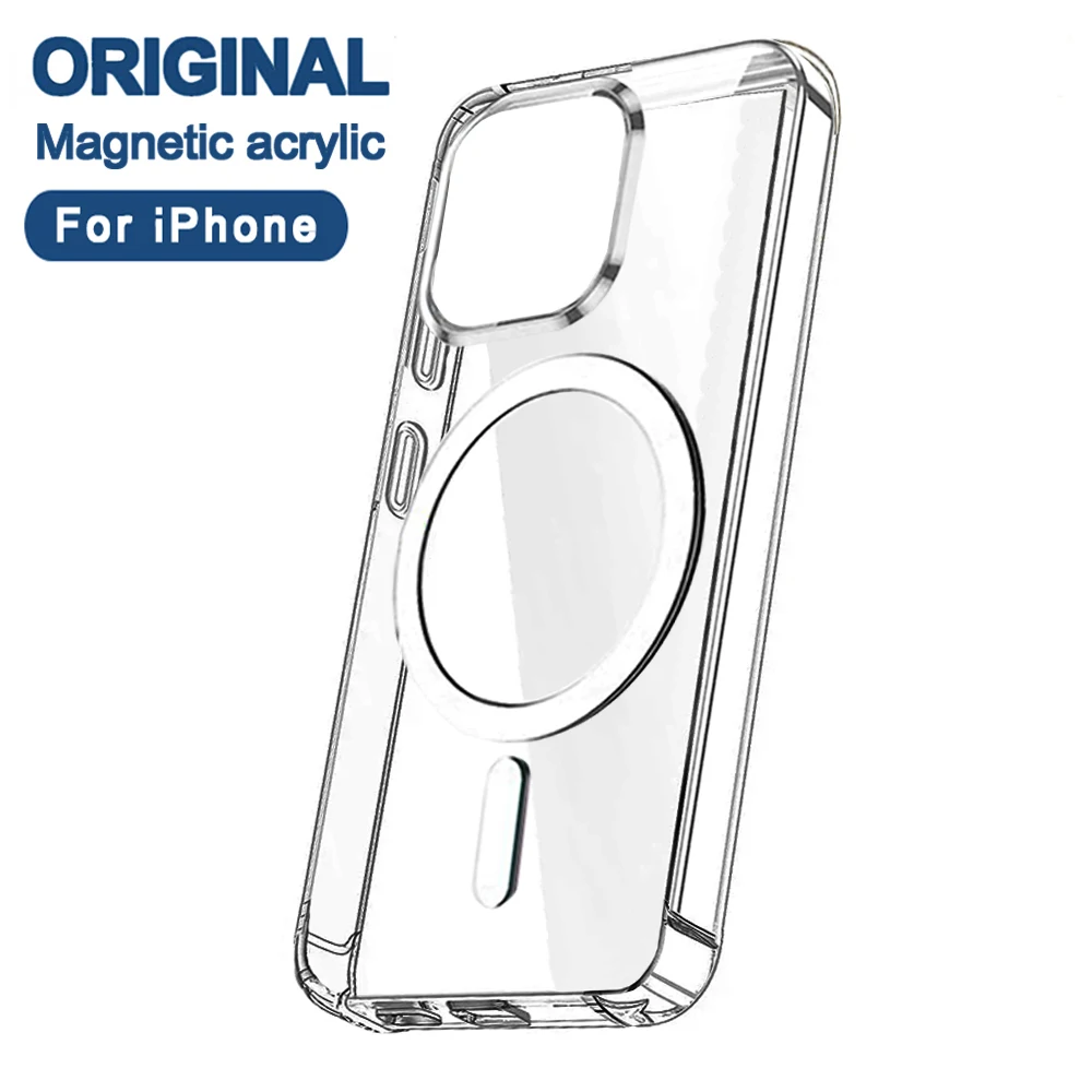 Voor Apple Originele Magsafe Cover Magnetische Case Voor Iphone 16 15 14 Plus 12 13 Mini 11 Pro Max Xs Xr 7 8 Se Acryl Siliconen
