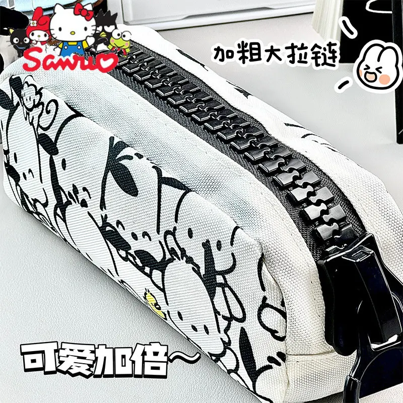 Sanrio Melody Kuromi Hello Kitty Cinnamoroll Pochacco Large Zipper Pen Bag High School Student Pencil Stationery Box Storage