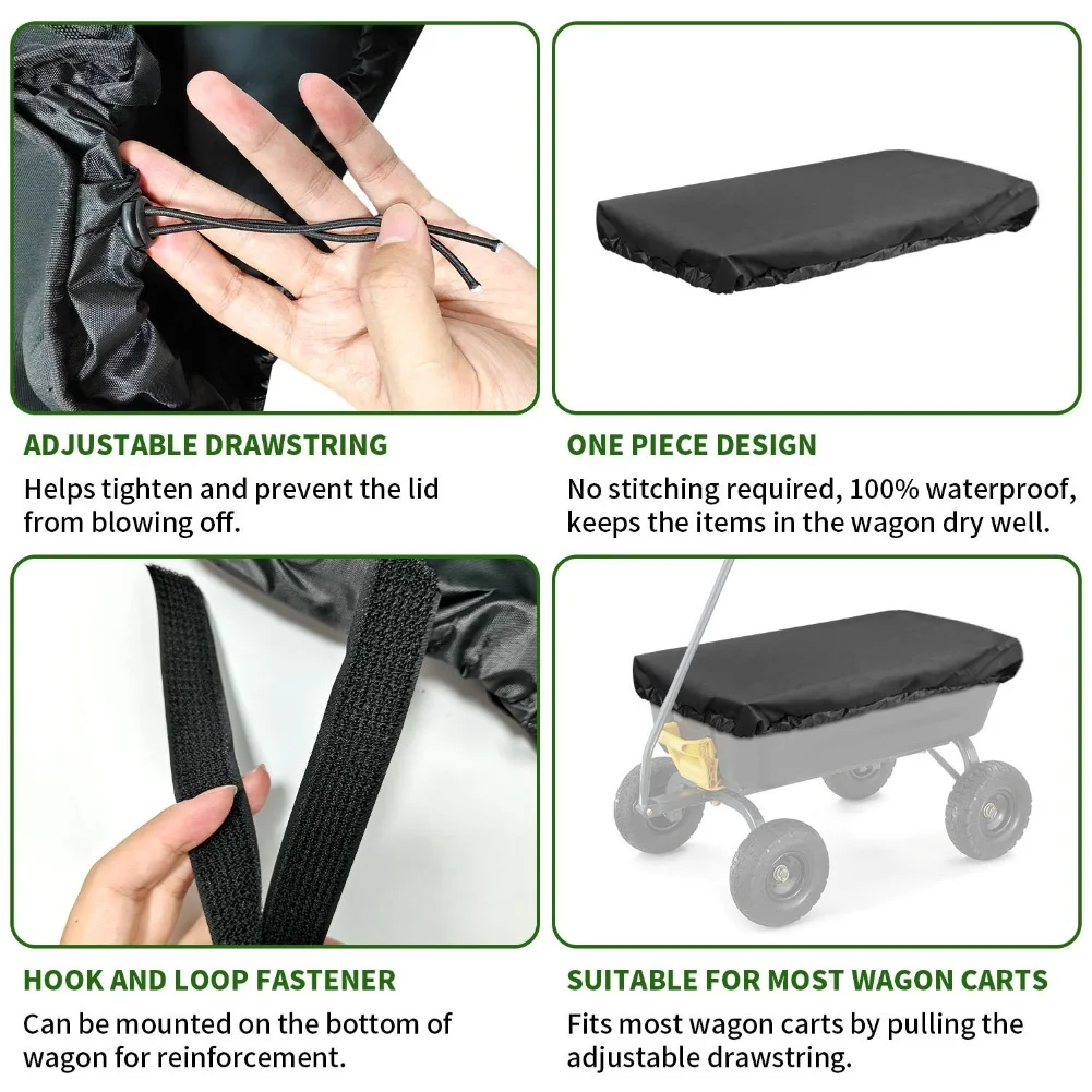 

Outdoor Folding Wagon Protective Rain Cover, 600D Oxford Fabric, Fits 140x94cm Carts Dust Cover For Outdoor Agricultural Use