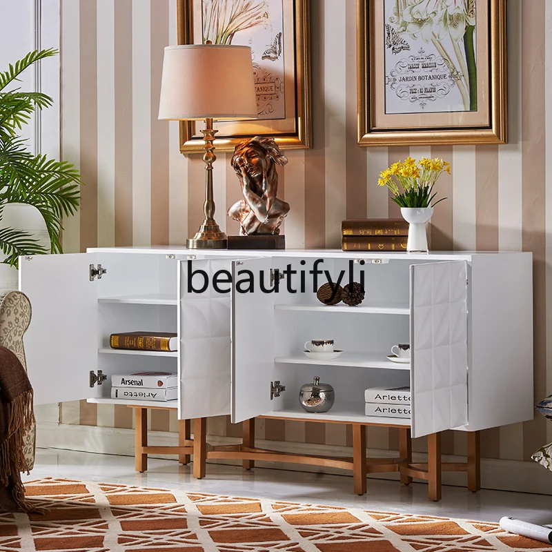 American simple entrance cabinet Entry engraving decorative cabinet Storage side cabinet against the wall