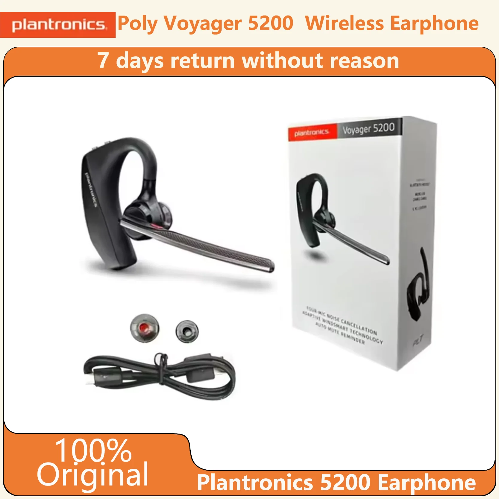 New Plantronics Poly Voyager 5200  Wireless Bluetooth Headset Noise Reduction Business Earphone Single Ear Headphone