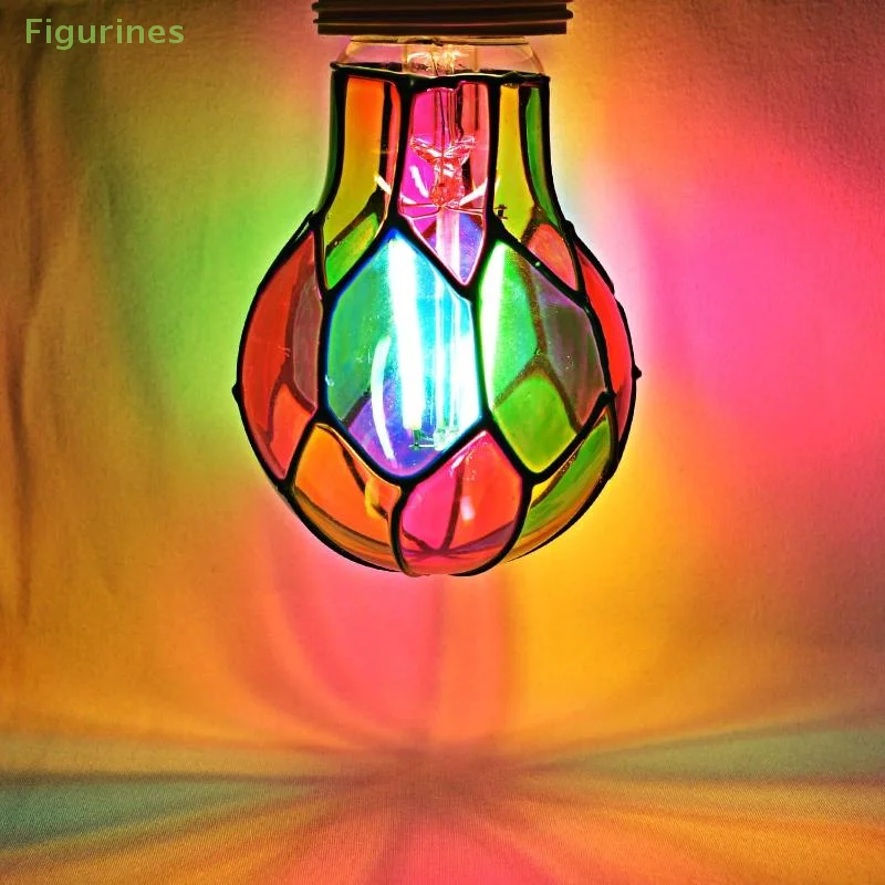 الزجاج الملون ضوء لمبة 4 واط ST64 مصباح ليد لمبة رسمت الزجاج E26 قاعدة فسيفساء ليلة مصباح ديكور المنزل جو احتفالي رومانسي