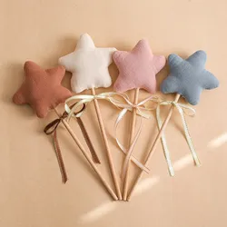 Decoración de fiesta de sonajero de estrella de madera para bebés, accesorios de fotografía de cumpleaños para bebés, juguetes de regalo de sonajero de algodón para bebés, gimnasio de música