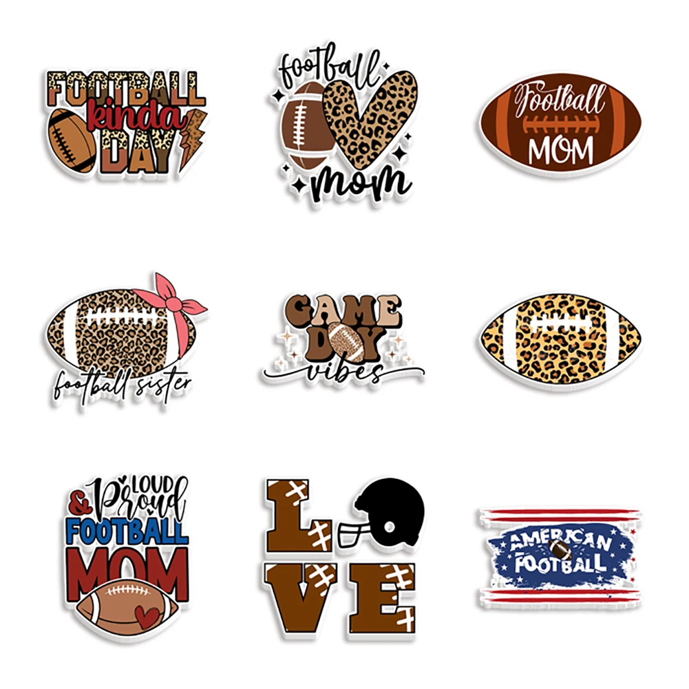 10 Pcs/Lot Football And Leopard  Printed Resin Ornaments Soccer Sport Planar Resins Badge Reels DIY Craft Supplies