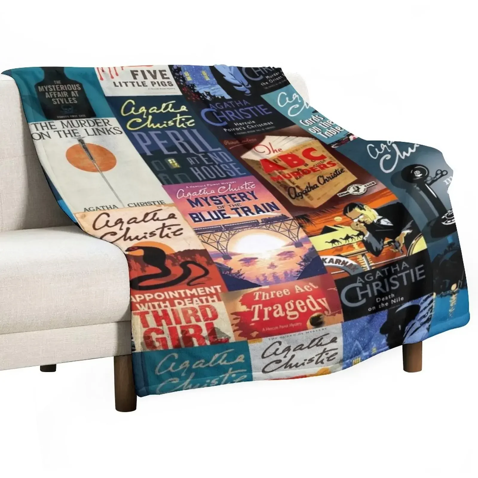 Agatha Christie Hercule Poirot Books Poster Throw Blanket Luxury Designer Moving Blankets