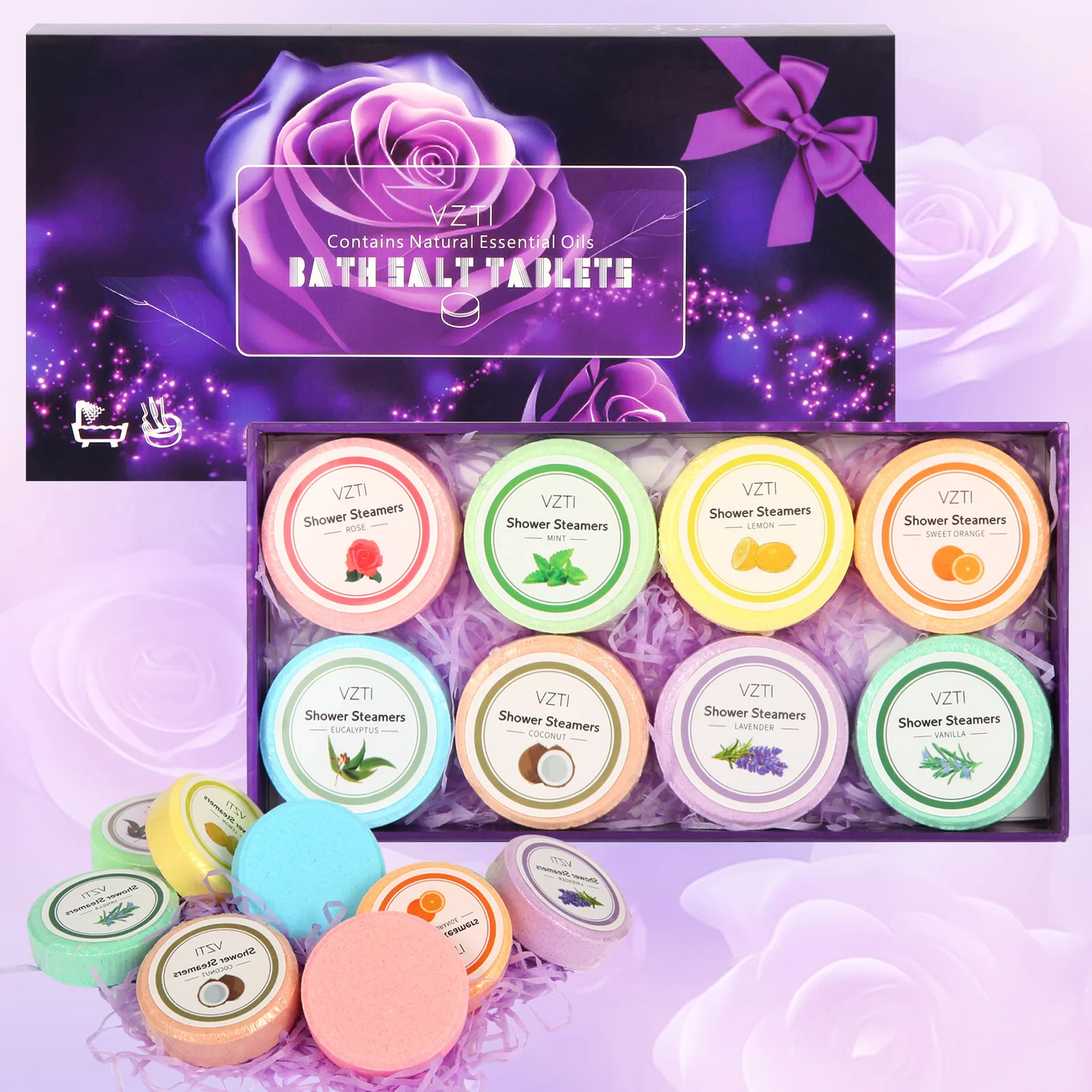 30g * 8 comprimés de sel de bain aux huiles essentielles d'aromathérapie, comprimés de douche, compr