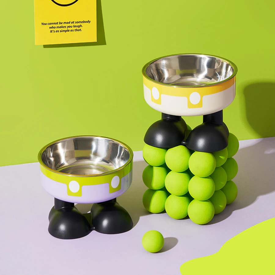 Pet stainless steel bowl anti slip large capacity dog bowl cat high footed bowl neck protection pet bowl anti knock cat bowl - view 4