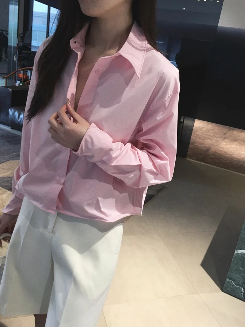 

Cuijia High Densi Ice Silk Cotton Ammonia Liquid Memory Silk irt Casual Sle Straight Tube Long Sve Women's ort Coat