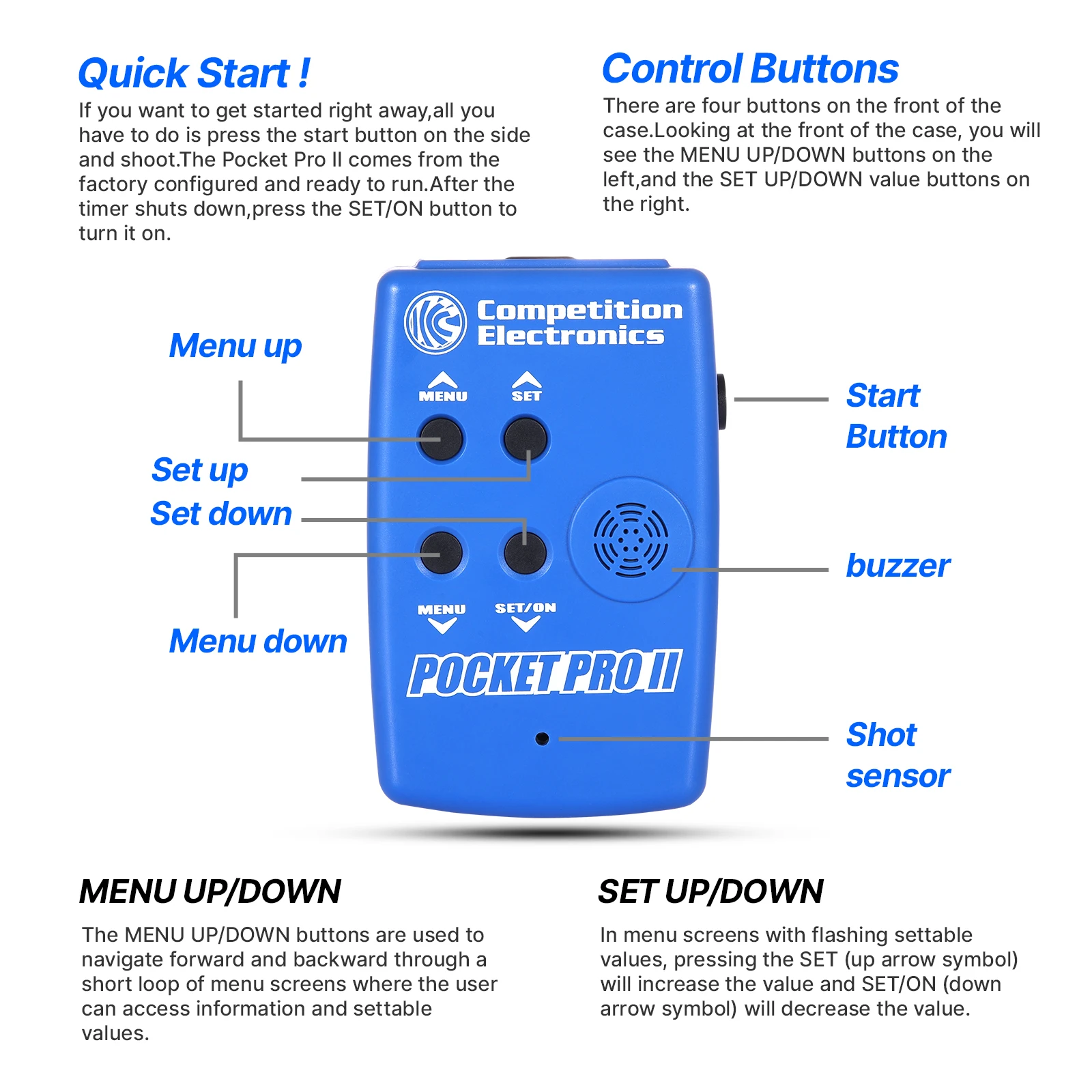 Big promtion Competition Electronics ProTimerII Shot Timer Blue, One Size, CEI-4700(in stpck)